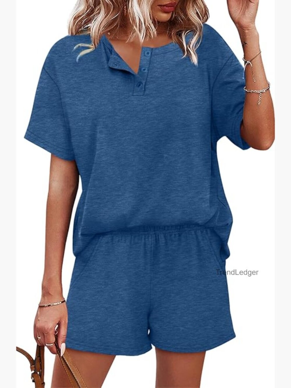 Lightweight Polyester Blend Short Set with Pockets, Size XXL